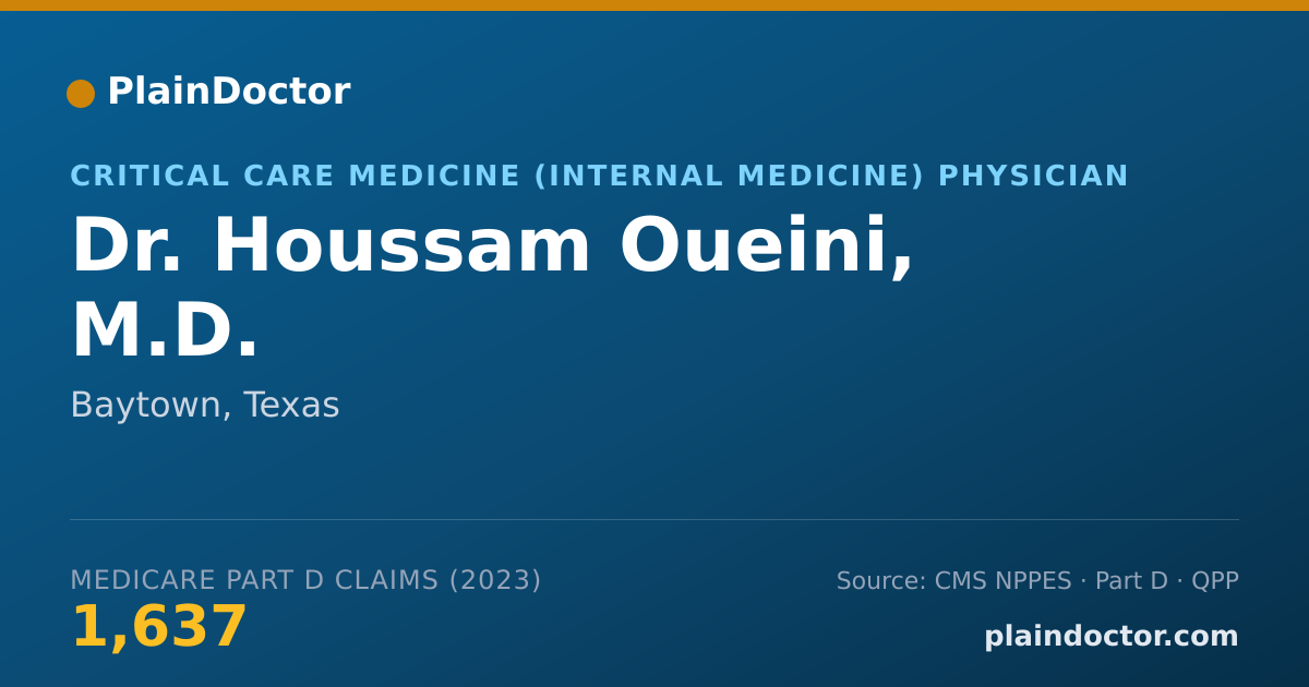 Shareable card for Houssam Oueini, M.D. - Critical Care Medicine (Internal Medicine) Physician, Baytown, TX