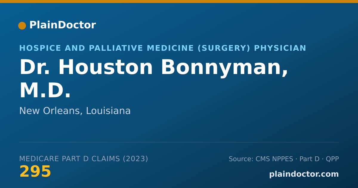 Shareable card for Houston Bonnyman, M.D. - Hospice and Palliative Medicine (Surgery) Physician, New Orleans, LA