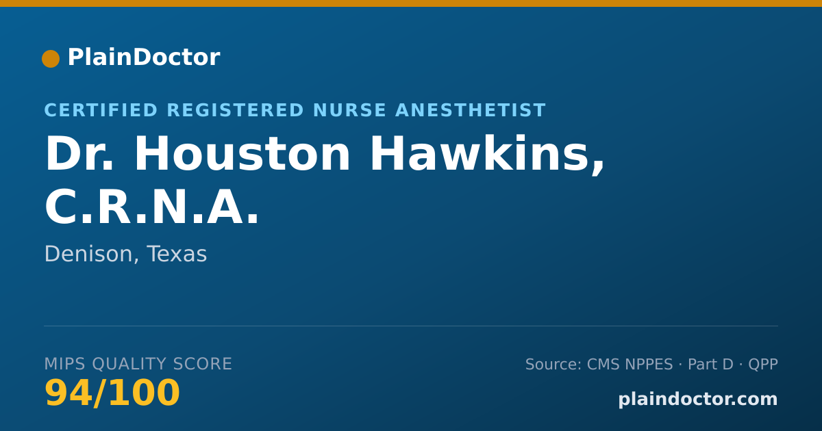 Shareable card for Houston Hawkins, C.R.N.A. - Certified Registered Nurse Anesthetist, Denison, TX