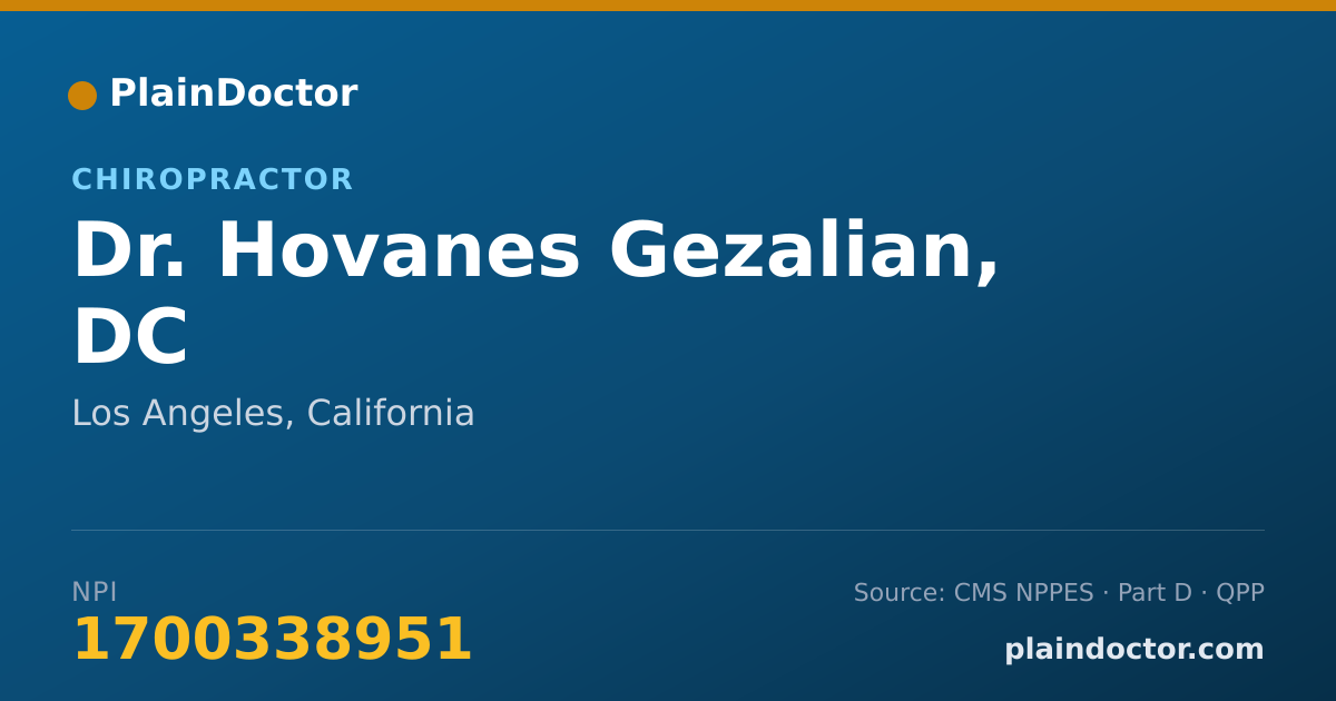 Shareable card for Hovanes Gezalian, DC - Chiropractor, Los Angeles, CA
