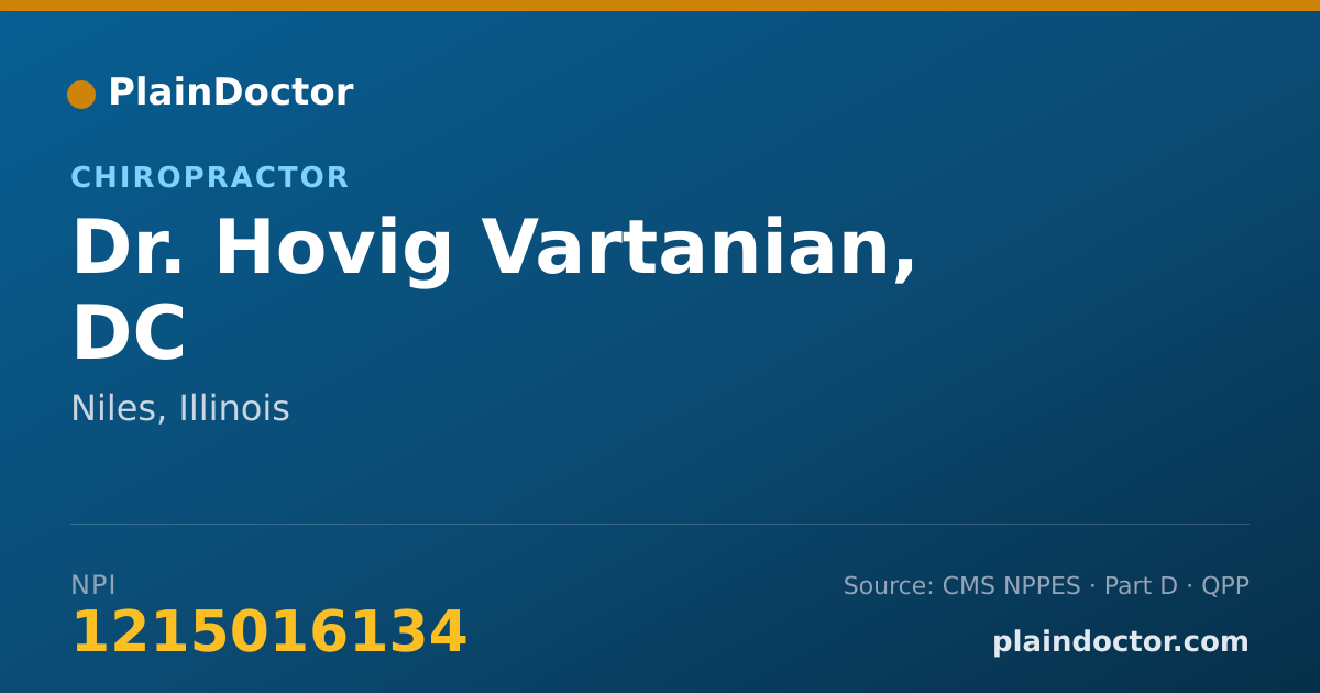 Shareable card for Hovig Vartanian, DC - Chiropractor, Niles, IL