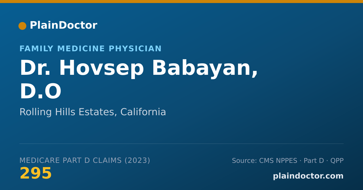 Shareable card for Hovsep Babayan, D.O - Family Medicine Physician, Rolling Hills Estates, CA