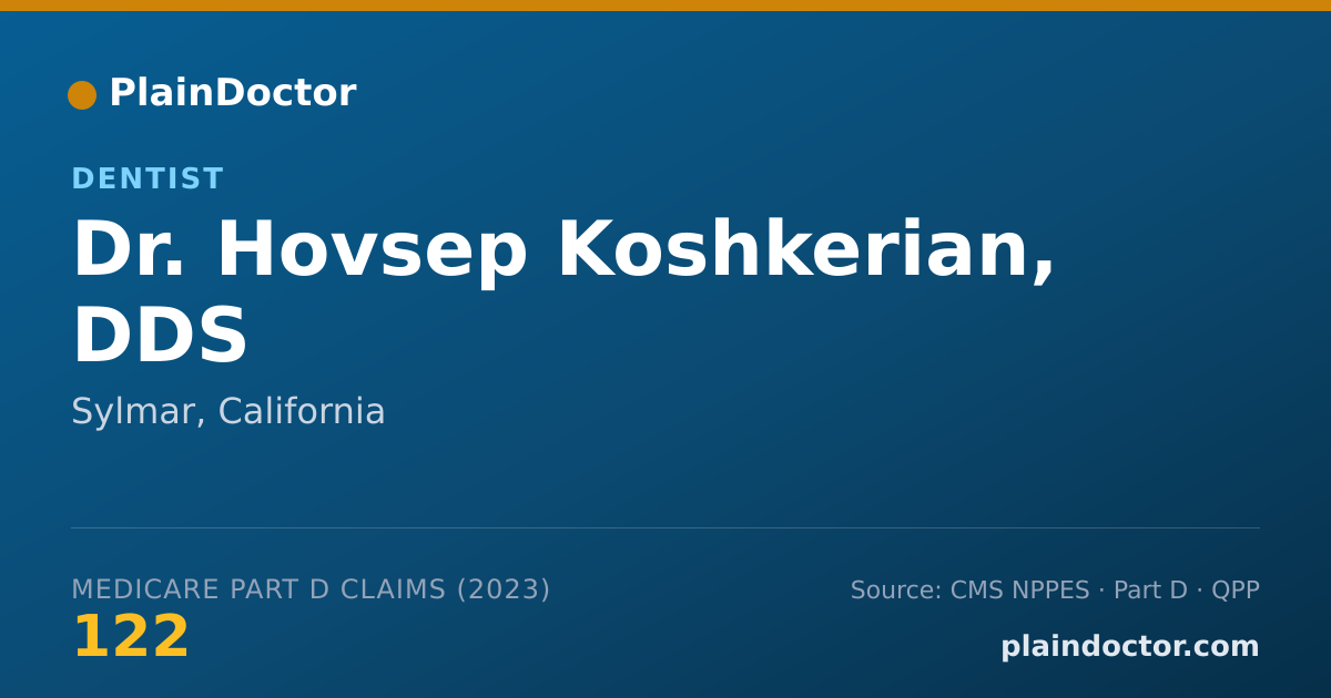 Shareable card for Hovsep Koshkerian, DDS - Dentist, Sylmar, CA