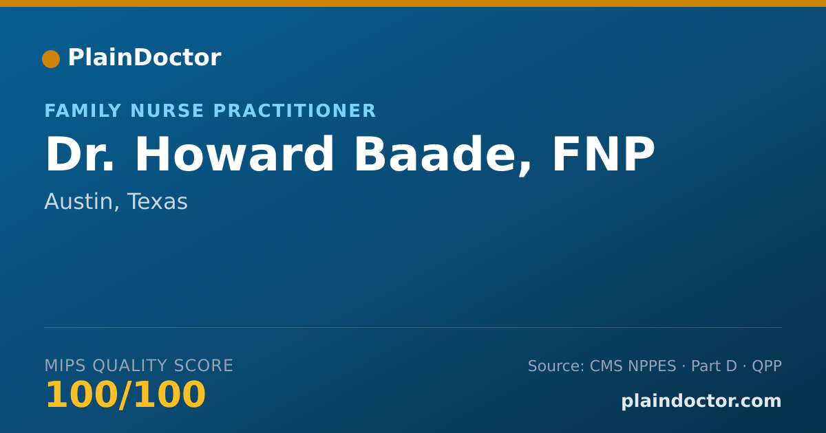 Shareable card for Howard Baade, FNP - Family Nurse Practitioner, Austin, TX