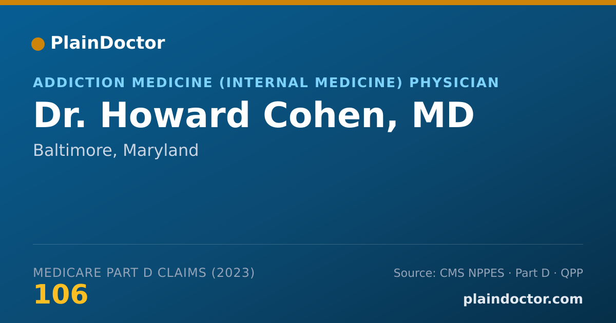 Shareable card for Howard Cohen, MD - Addiction Medicine (Internal Medicine) Physician, Baltimore, MD