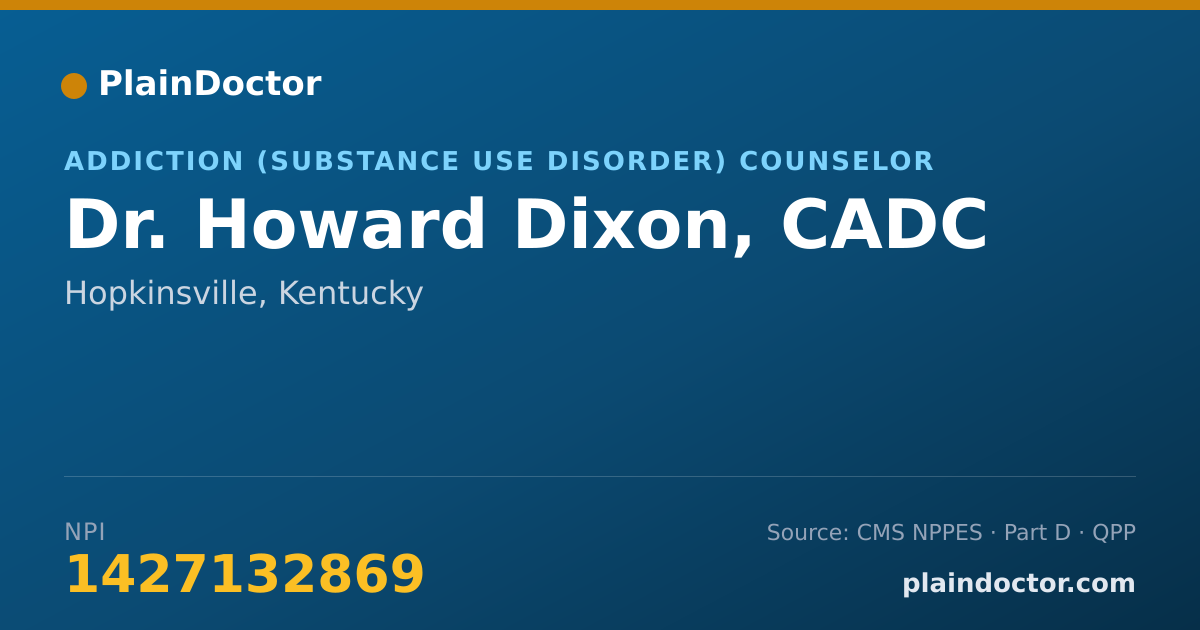 Shareable card for Howard Dixon, CADC - Addiction (Substance Use Disorder) Counselor, Hopkinsville, KY