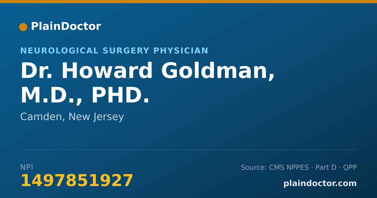 Shareable card for Howard Goldman, M.D., PHD. - Neurological Surgery Physician, Camden, NJ