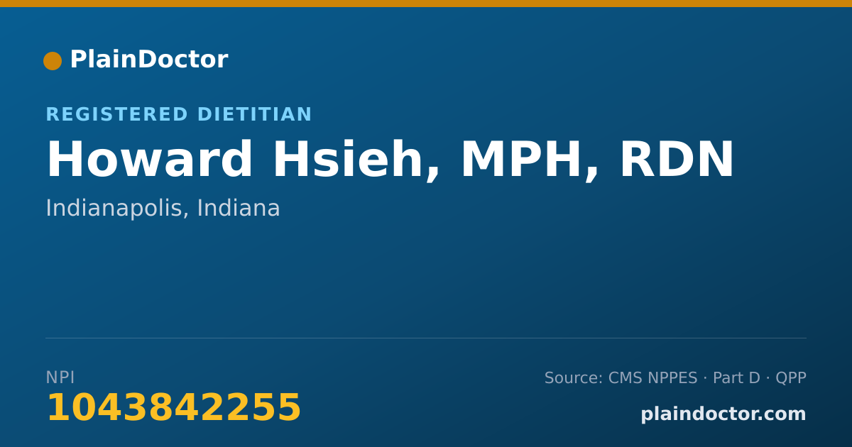 Shareable card for Howard Hsieh, MPH, RDN - Registered Dietitian, Indianapolis, IN