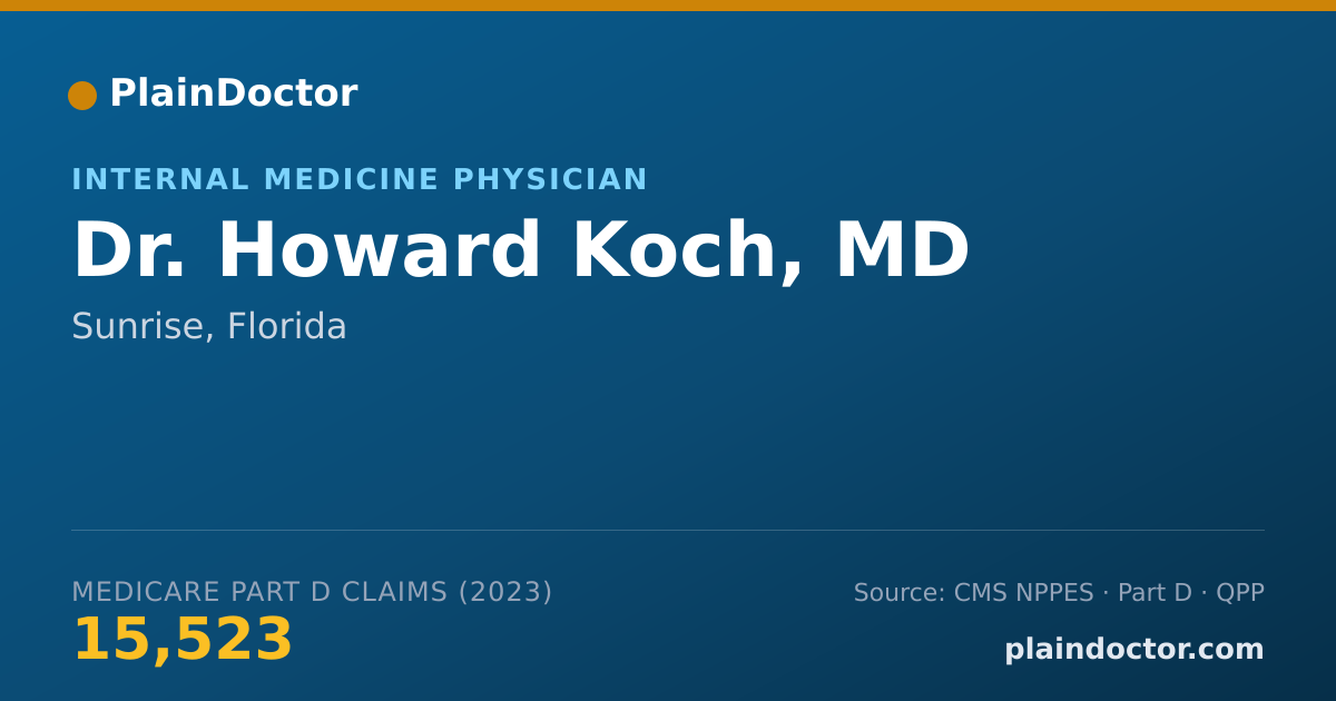 Shareable card for Howard Koch, MD - Internal Medicine Physician, Sunrise, FL