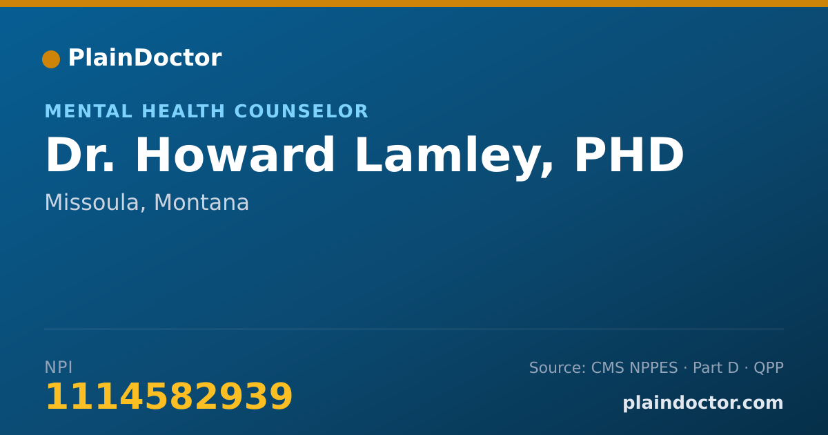 Shareable card for Howard Lamley, PHD - Mental Health Counselor, Missoula, MT