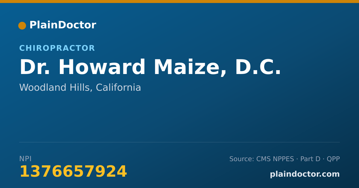 Shareable card for Howard Maize, D.C. - Chiropractor, Woodland Hills, CA