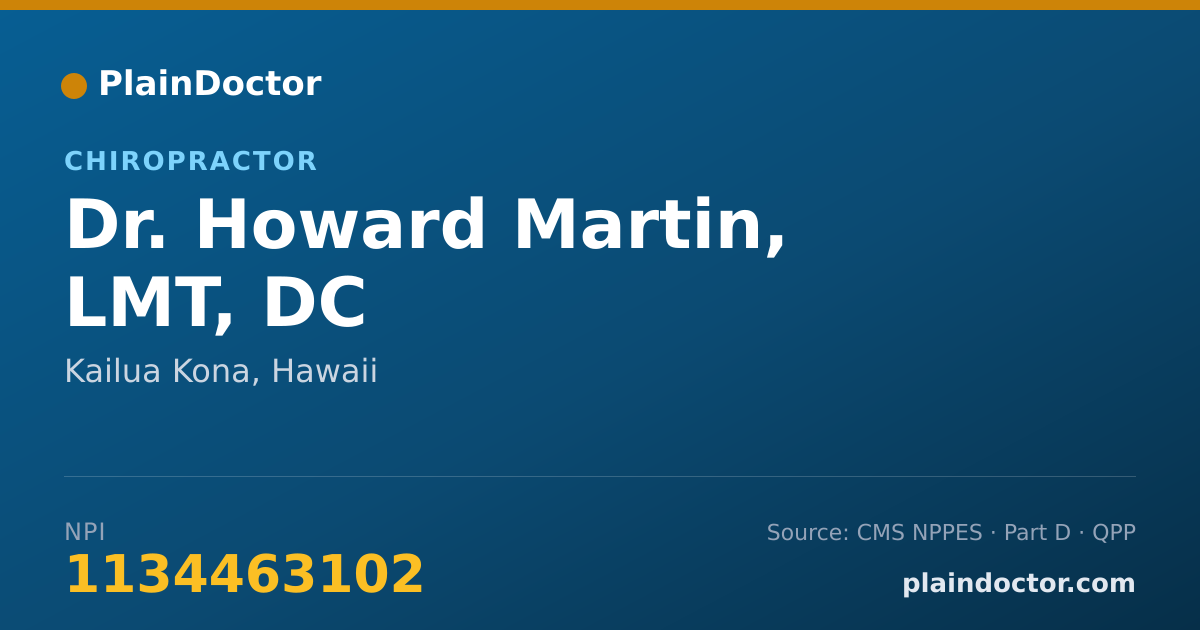 Shareable card for Howard Martin, LMT, DC - Chiropractor, Kailua Kona, HI