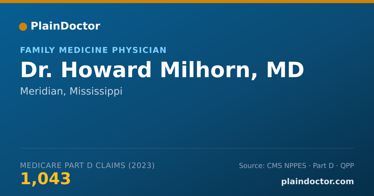 Shareable card for Howard Milhorn, MD - Family Medicine Physician, Meridian, MS