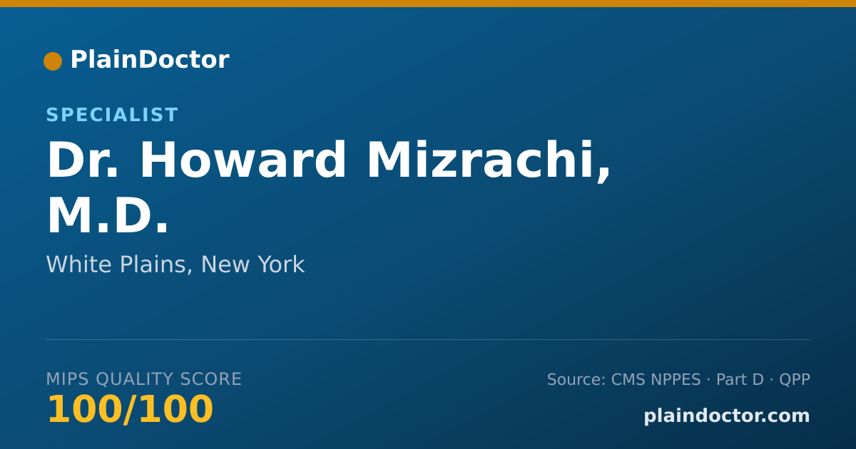 Shareable card for Howard Mizrachi, M.D. - Specialist, White Plains, NY