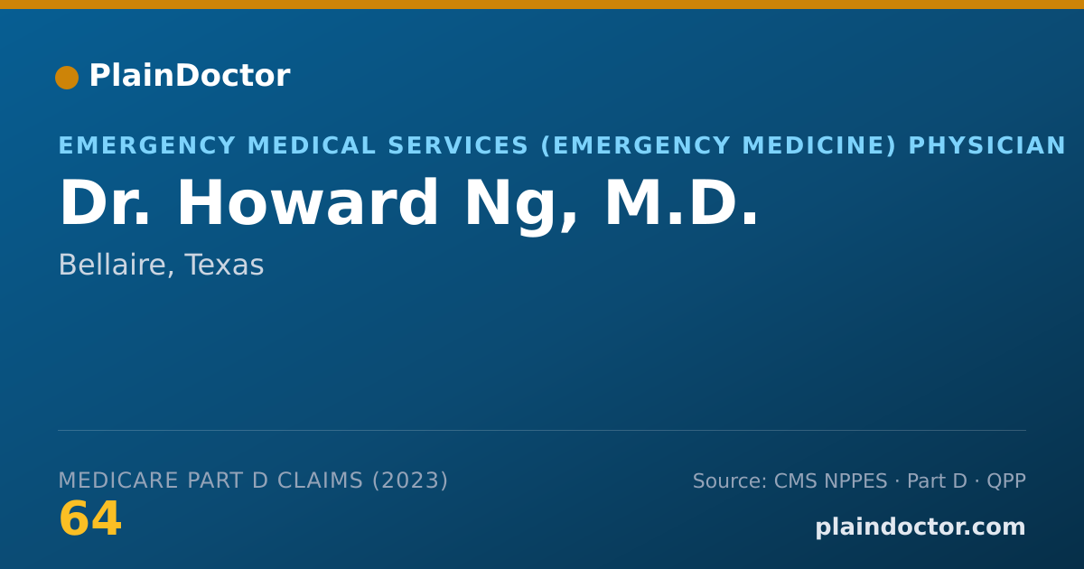 Shareable card for Howard Ng, M.D. - Emergency Medical Services (Emergency Medicine) Physician, Bellaire, TX