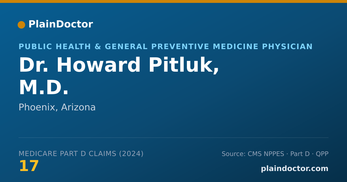 Shareable card for Howard Pitluk, M.D. - Public Health & General Preventive Medicine Physician, Phoenix, AZ