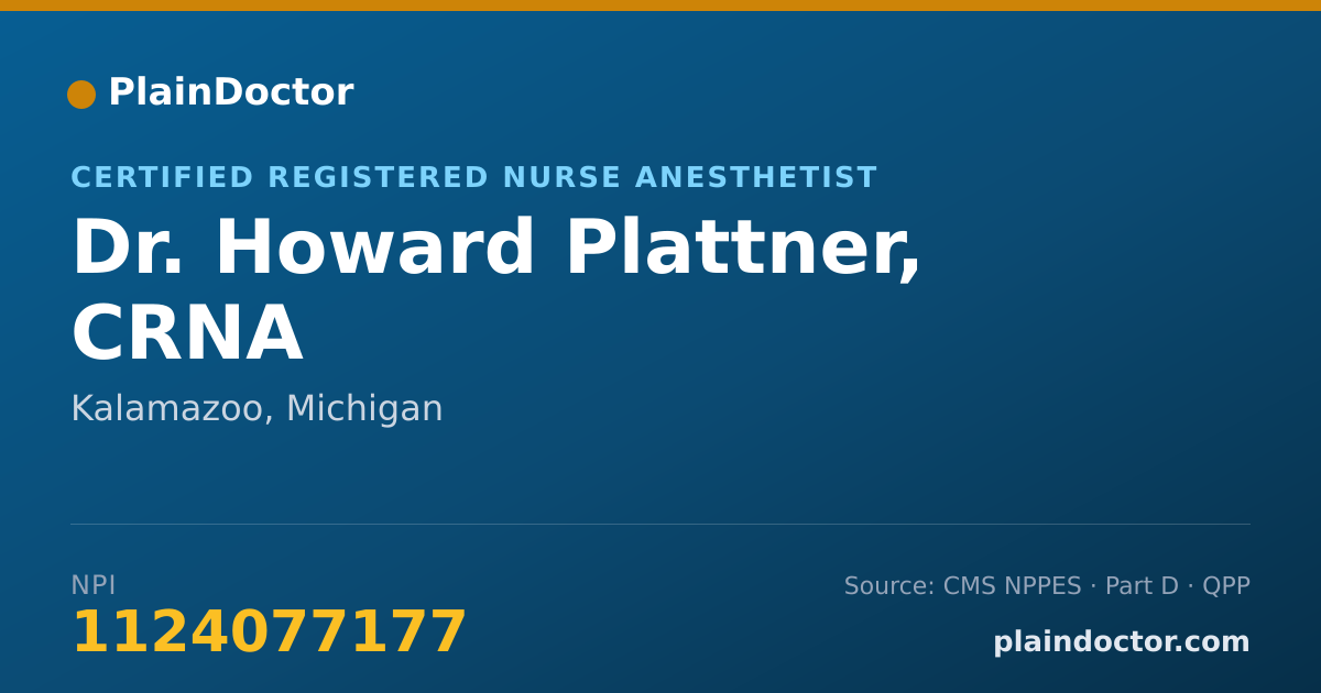Shareable card for Howard Plattner, CRNA - Certified Registered Nurse Anesthetist, Kalamazoo, MI