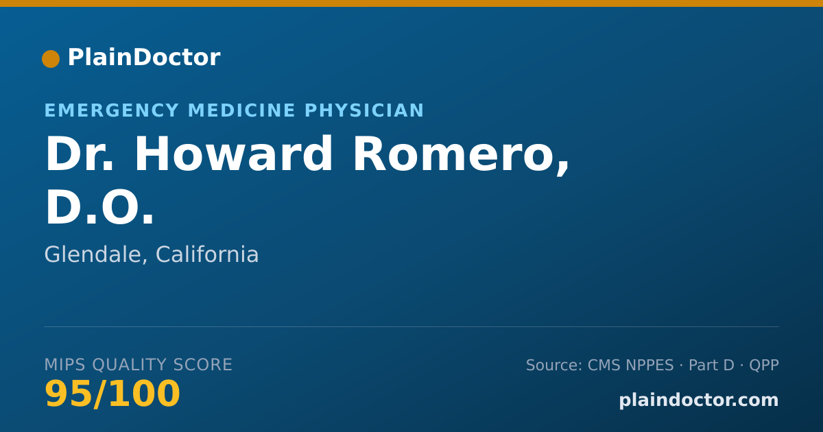 Shareable card for Howard Romero, D.O. - Emergency Medicine Physician, Glendale, CA