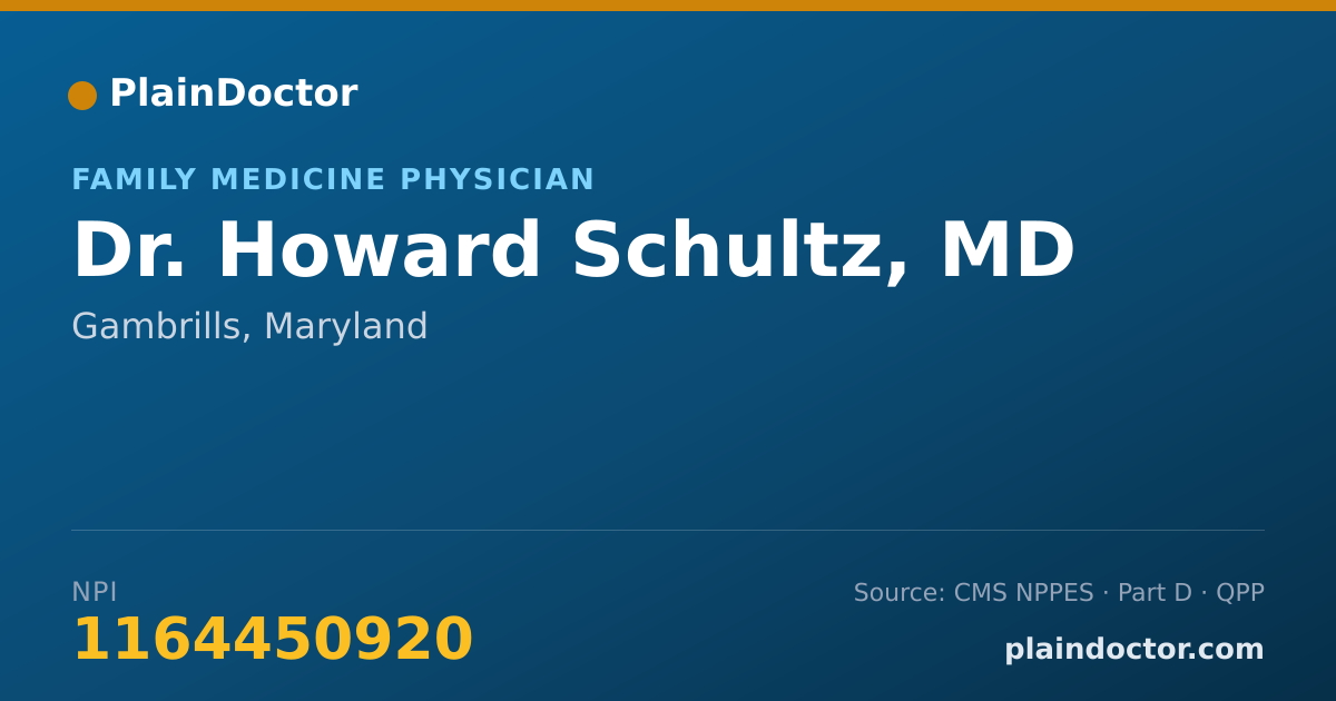Shareable card for Howard Schultz, MD - Family Medicine Physician, Gambrills, MD
