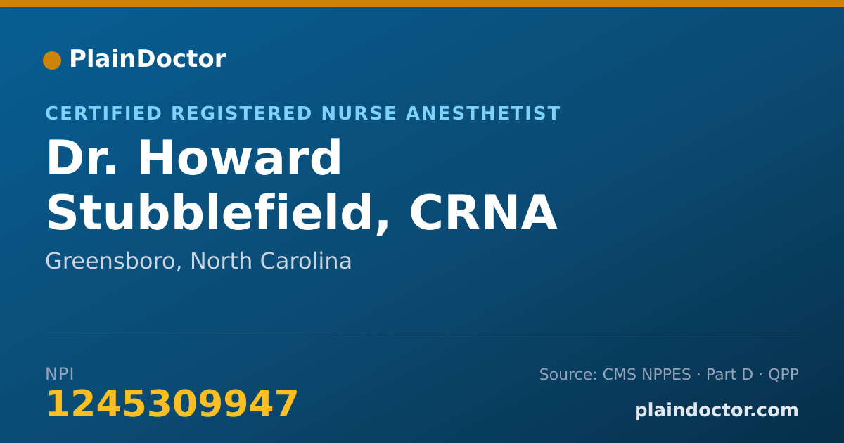Shareable card for Howard Stubblefield, CRNA - Certified Registered Nurse Anesthetist, Greensboro, NC