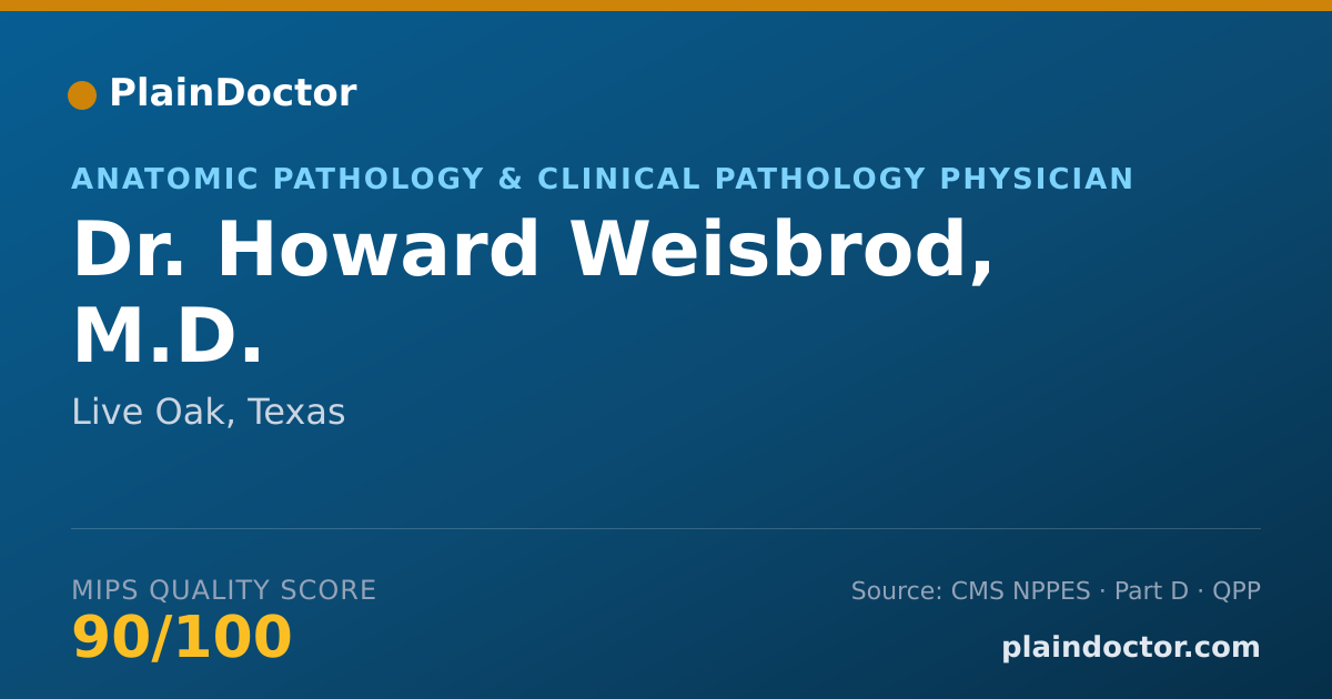 Shareable card for Howard Weisbrod, M.D. - Anatomic Pathology & Clinical Pathology Physician, Live Oak, TX