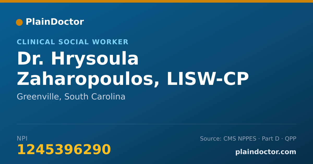 Shareable card for Hrysoula Zaharopoulos, LISW-CP - Clinical Social Worker, Greenville, SC