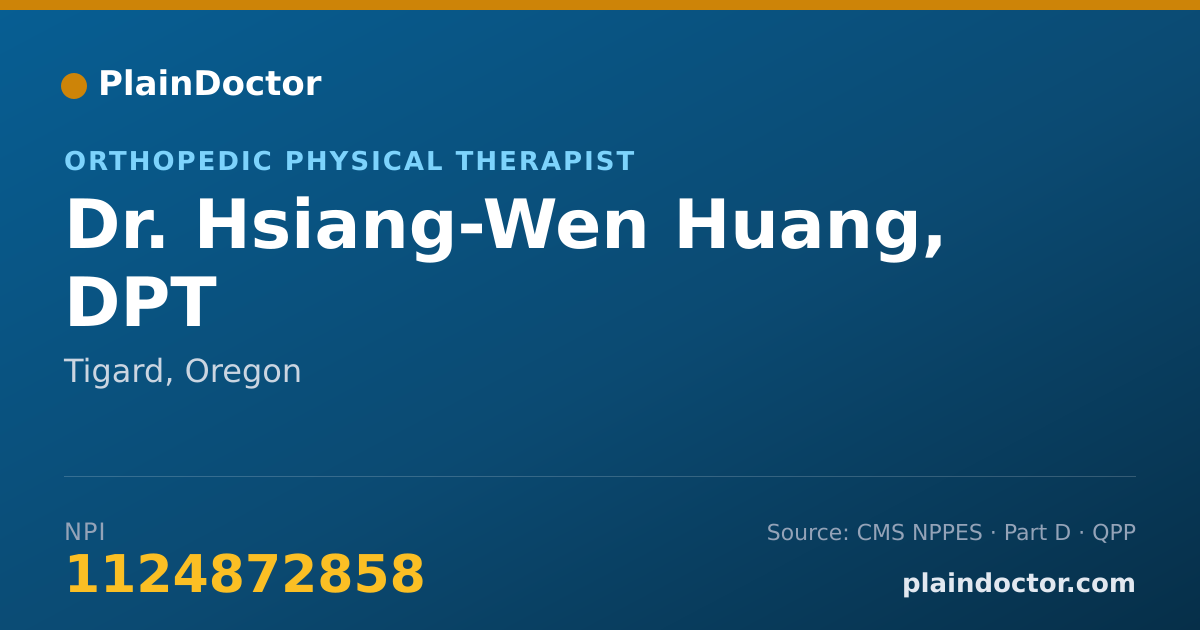 Shareable card for Hsiang-Wen Huang, DPT - Orthopedic Physical Therapist, Tigard, OR