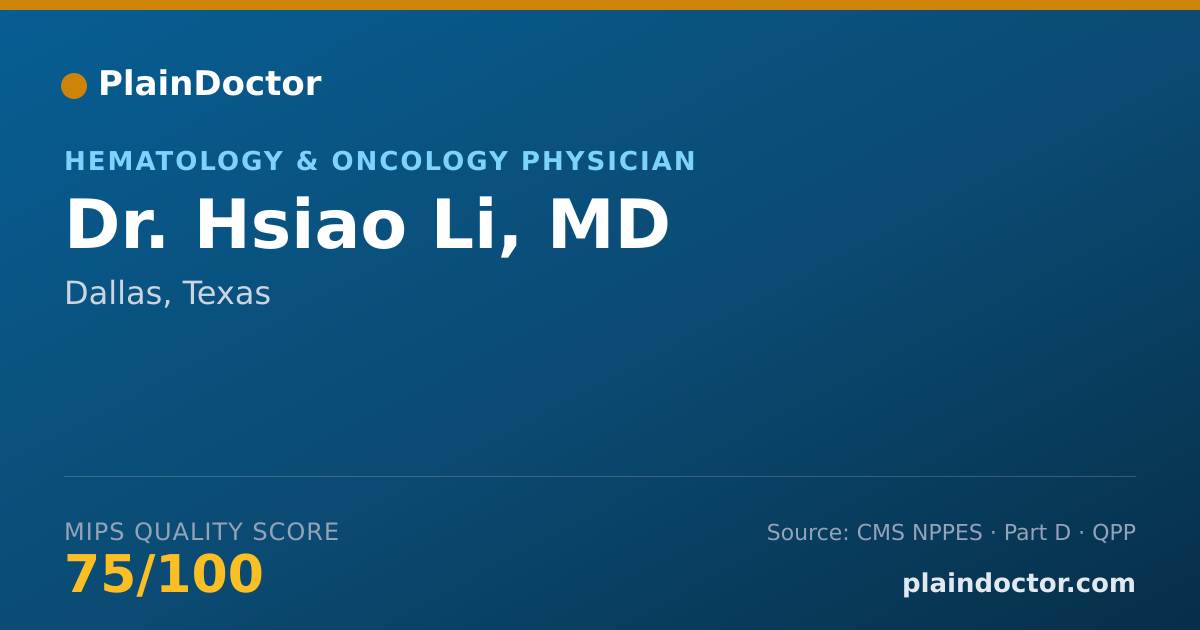 Shareable card for Hsiao Li, MD - Hematology & Oncology Physician, Dallas, TX