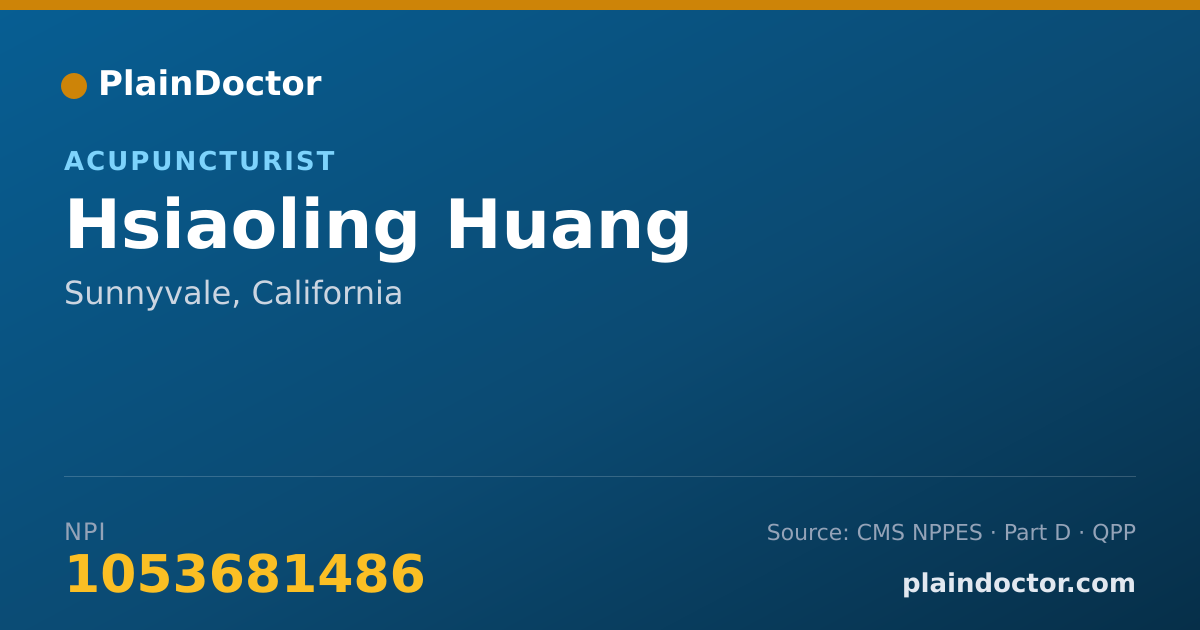 Shareable card for Hsiaoling Huang - Acupuncturist, Sunnyvale, CA