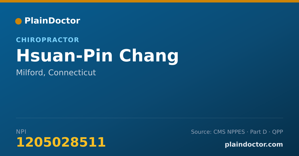 Shareable card for Hsuan-Pin Chang - Chiropractor, Milford, CT
