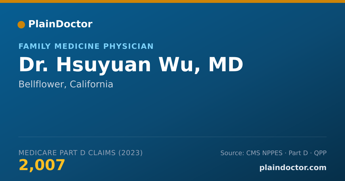 Shareable card for Hsuyuan Wu, MD - Family Medicine Physician, Bellflower, CA