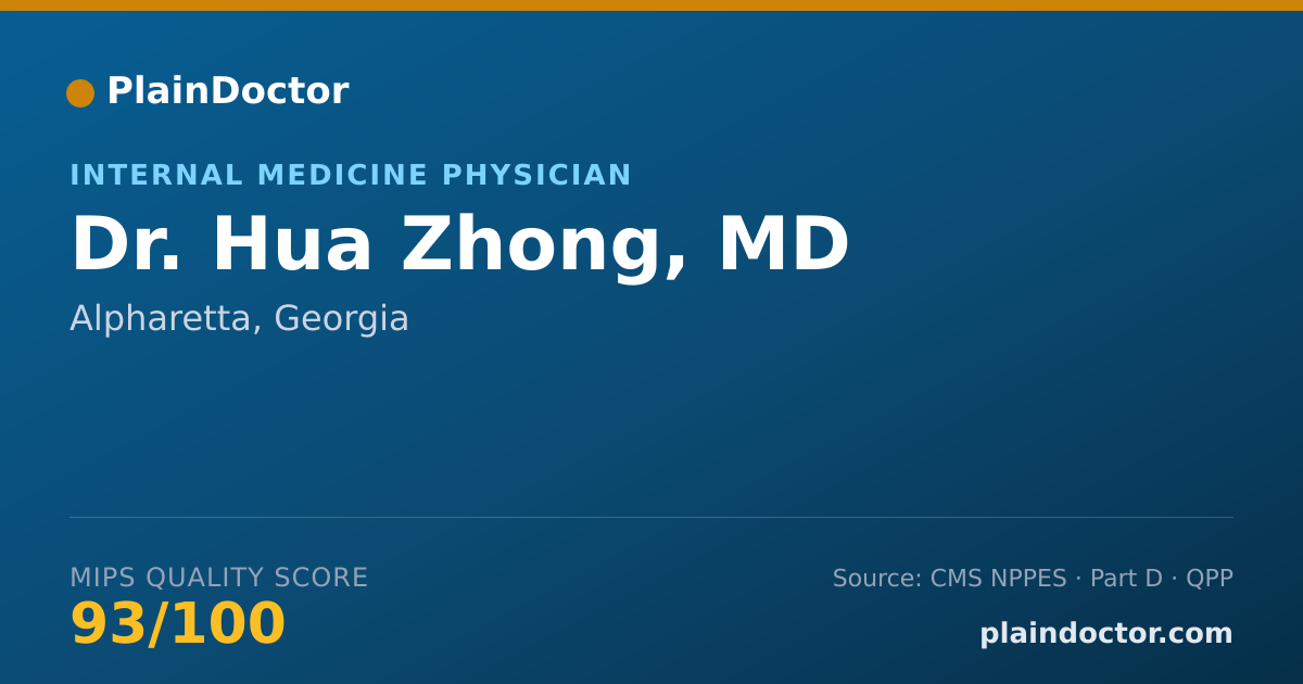 Shareable card for Hua Zhong, MD - Internal Medicine Physician, Alpharetta, GA