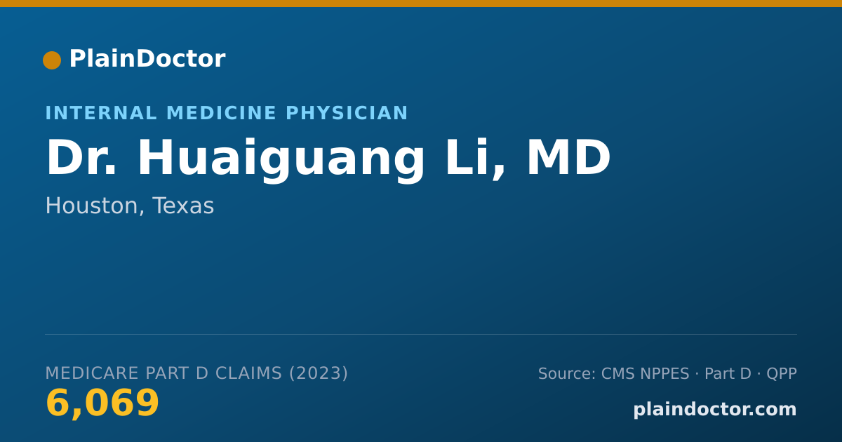 Shareable card for Huaiguang Li, MD - Internal Medicine Physician, Houston, TX