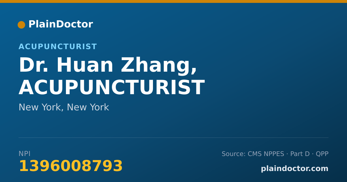 Shareable card for Huan Zhang, ACUPUNCTURIST - Acupuncturist, New York, NY