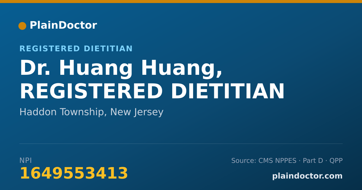 Shareable card for Huang Huang, REGISTERED DIETITIAN - Registered Dietitian, Haddon Township, NJ