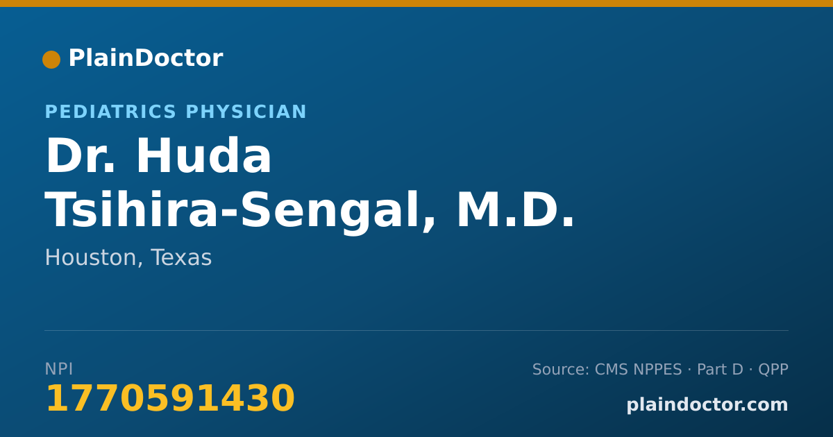 Shareable card for Huda Tsihira-Sengal, M.D. - Pediatrics Physician, Houston, TX