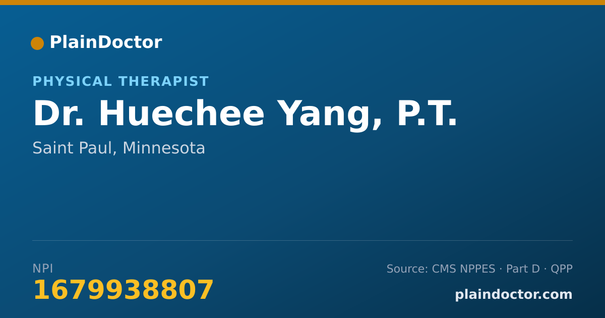 Shareable card for Huechee Yang, P.T. - Physical Therapist, Saint Paul, MN