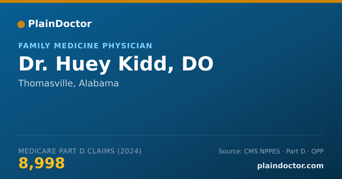 Shareable card for Huey Kidd, DO - Family Medicine Physician, Thomasville, AL