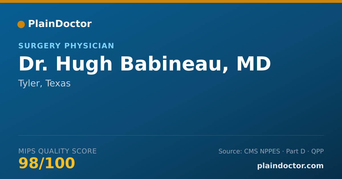 Shareable card for Hugh Babineau, MD - Surgery Physician, Tyler, TX