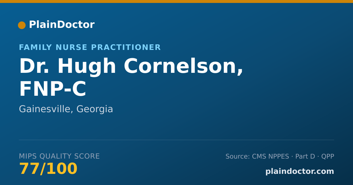 Shareable card for Hugh Cornelson, FNP-C - Family Nurse Practitioner, Gainesville, GA