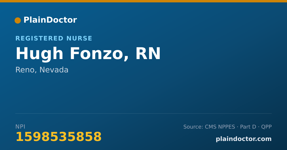 Shareable card for Hugh Fonzo, RN - Registered Nurse, Reno, NV