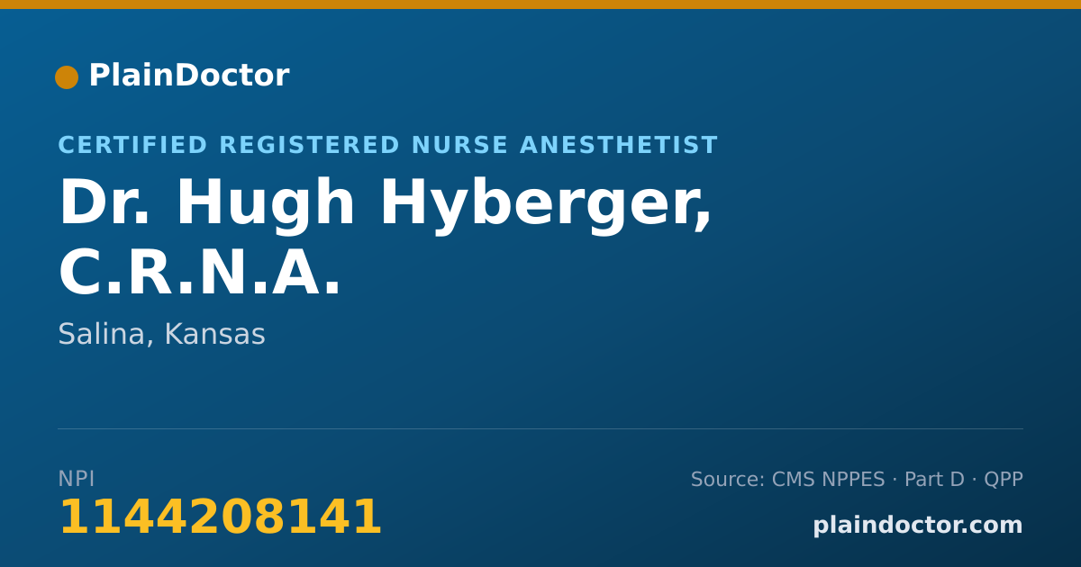 Shareable card for Hugh Hyberger, C.R.N.A. - Certified Registered Nurse Anesthetist, Salina, KS