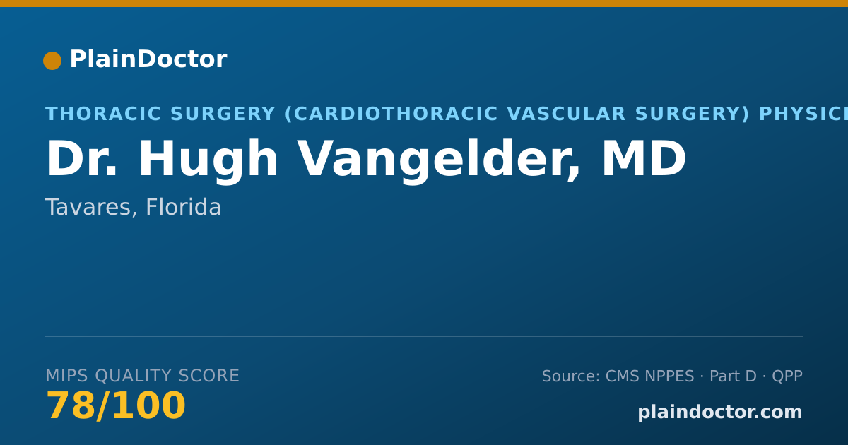 Shareable card for Hugh Vangelder, MD - Thoracic Surgery (Cardiothoracic Vascular Surgery) Physician, Tavares, FL