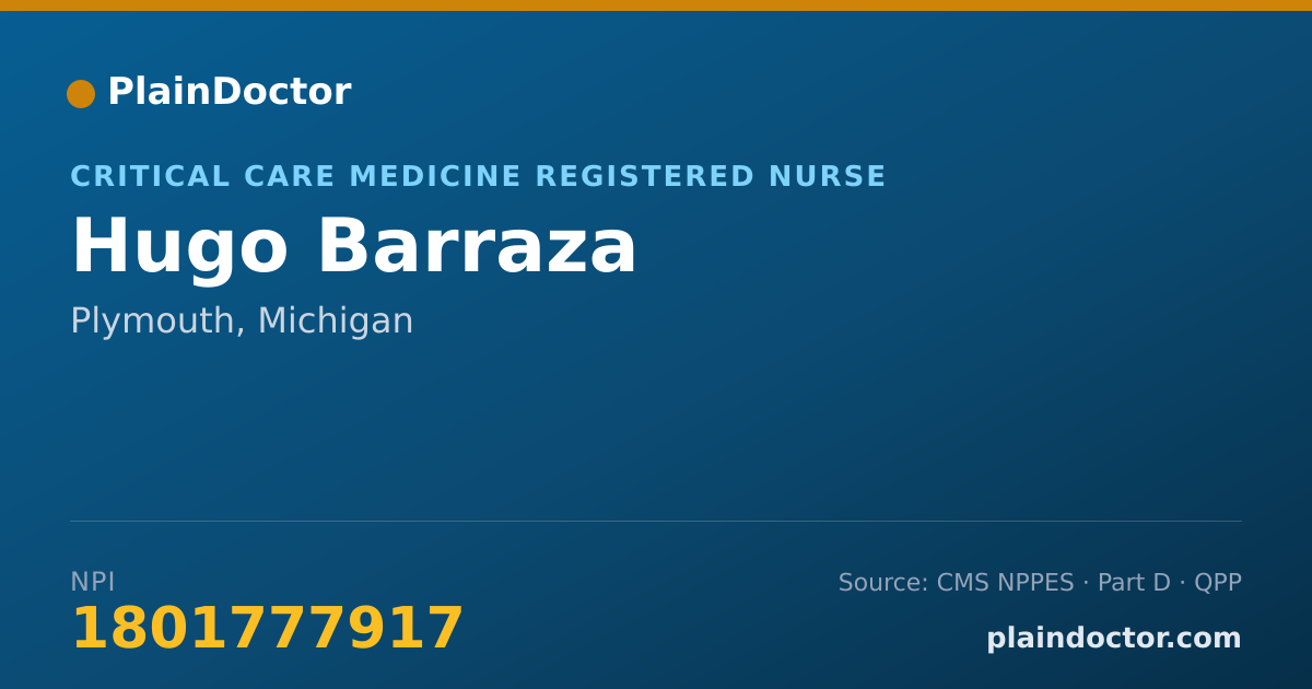 Shareable card for Hugo Barraza - Critical Care Medicine Registered Nurse, Plymouth, MI