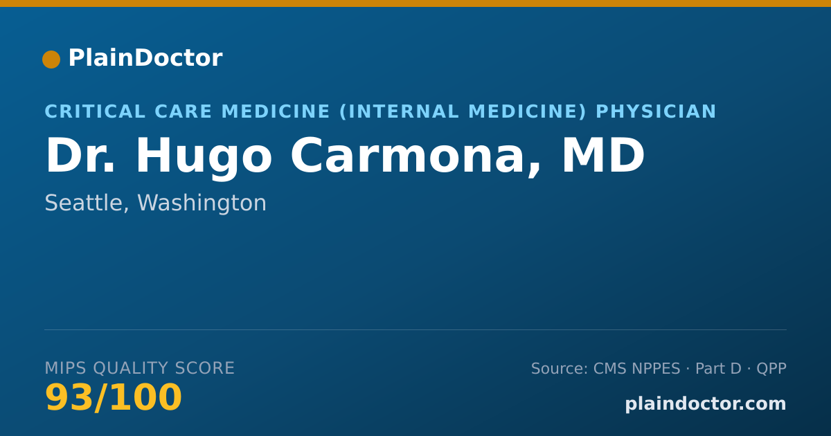 Shareable card for Hugo Carmona, MD - Critical Care Medicine (Internal Medicine) Physician, Seattle, WA