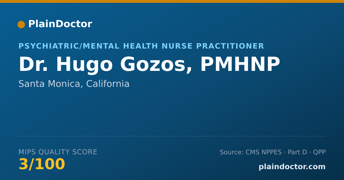 Shareable card for Hugo Gozos, PMHNP - Psychiatric/Mental Health Nurse Practitioner, Santa Monica, CA
