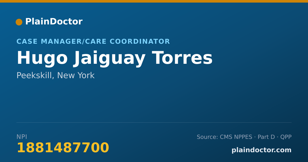Shareable card for Hugo Jaiguay Torres - Case Manager/Care Coordinator, Peekskill, NY