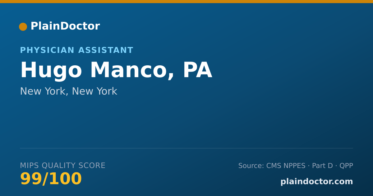 Shareable card for Hugo Manco, PA - Physician Assistant, New York, NY