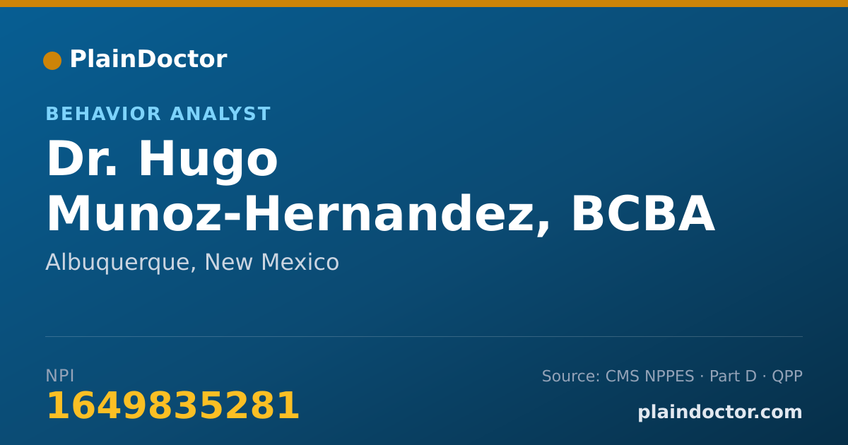 Shareable card for Hugo Munoz-Hernandez, BCBA - Behavior Analyst, Albuquerque, NM