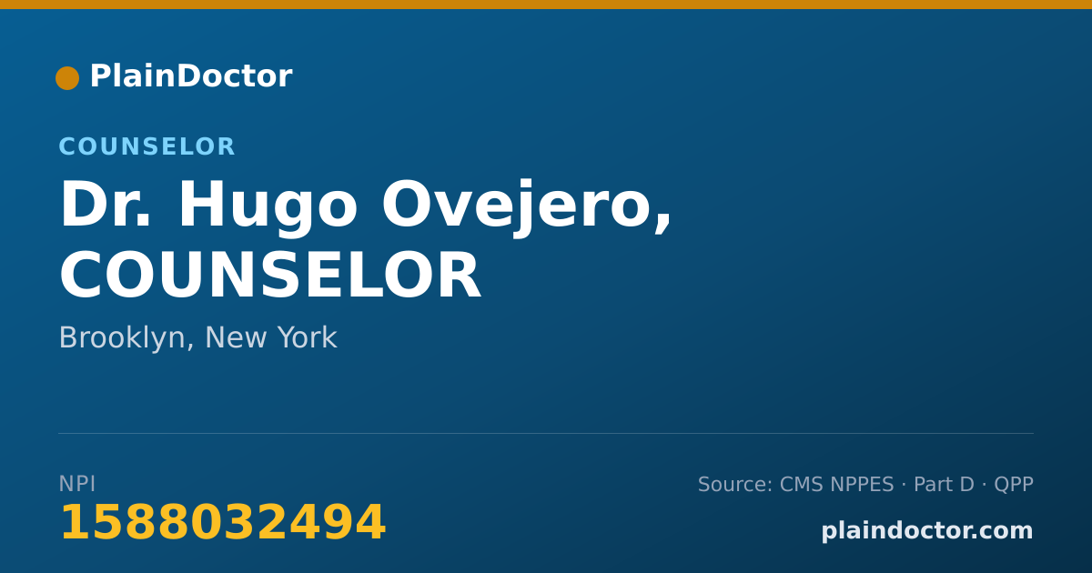 Shareable card for Hugo Ovejero, COUNSELOR - Counselor, Brooklyn, NY